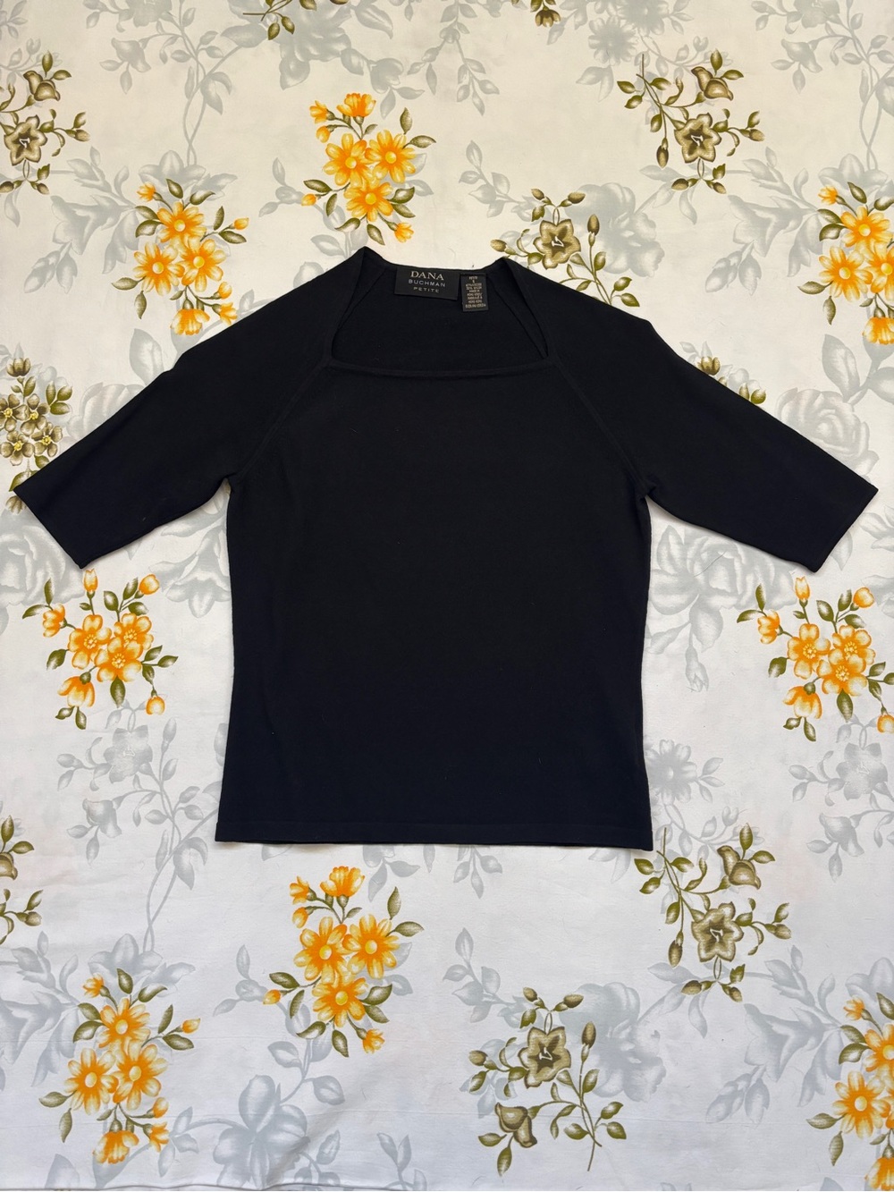 Dana Buchman Size SP Black Square Neck Top